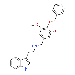 ChemSpider 2D Image | N-[4-(Benzyloxy)-3-bromo-5-methoxybenzyl]-2-(1H-indol-3-yl)ethanamine | C25H25BrN2O2