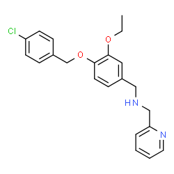 ChemSpider 2D Image | 1-{4-[(4-Chlorobenzyl)oxy]-3-ethoxyphenyl}-N-(2-pyridinylmethyl)methanamine | C22H23ClN2O2