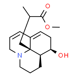 ChemSpider 2D Image | Methyl 3-[(10R,10aS,10bS)-10-hydroxy-2,3,5,9,10,10a-hexahydro-1H,10bH-pyrido[3,2,1-ij]quinolin-10b-yl]-2-methylpropanoate | C17H25NO3