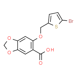 ChemSpider 2D Image | 6-[(5-Bromo-2-thienyl)methoxy]-1,3-benzodioxole-5-carboxylic acid | C13H9BrO5S
