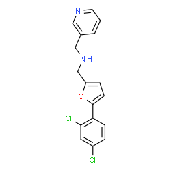 ChemSpider 2D Image | 1-[5-(2,4-Dichlorophenyl)-2-furyl]-N-(3-pyridinylmethyl)methanamine | C17H14Cl2N2O