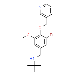 ChemSpider 2D Image | [3-Bromo-5-methoxy-4-(pyridin-3-ylmethoxy)-benzyl]-tert-butyl-amine | C18H23BrN2O2