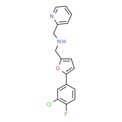ChemSpider 2D Image | 1-[5-(3-Chloro-4-fluorophenyl)-2-furyl]-N-(2-pyridinylmethyl)methanamine | C17H14ClFN2O