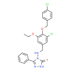 ChemSpider 2D Image | 4-({3-Chloro-4-[(4-chlorobenzyl)oxy]-5-ethoxybenzyl}amino)-5-phenyl-2,4-dihydro-3H-1,2,4-triazole-3-thione | C24H22Cl2N4O2S