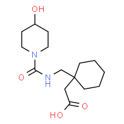 ChemSpider 2D Image | [1-({[(4-Hydroxy-1-piperidinyl)carbonyl]amino}methyl)cyclohexyl]acetic acid | C15H26N2O4