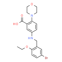 ChemSpider 2D Image | 5-[(5-Bromo-2-ethoxybenzyl)amino]-2-(4-morpholinyl)benzoic acid | C20H23BrN2O4