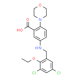 ChemSpider 2D Image | 5-[(3,5-Dichloro-2-ethoxybenzyl)amino]-2-(4-morpholinyl)benzoic acid | C20H22Cl2N2O4