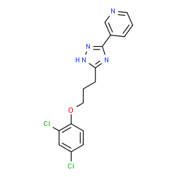 ChemSpider 2D Image | 3-{3-[3-(2,4-Dichlorophenoxy)propyl]-1H-1,2,4-triazol-5-yl}pyridine | C16H14Cl2N4O