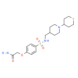 ChemSpider 2D Image | 2-[4-({[1-(Tetrahydro-2H-thiopyran-4-yl)-4-piperidinyl]methyl}sulfamoyl)phenoxy]acetamide | C19H29N3O4S2