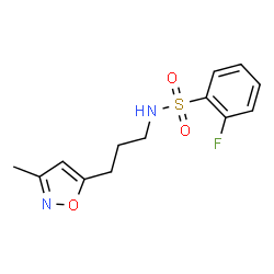 ChemSpider 2D Image | 2-Fluoro-N-[3-(3-methyl-1,2-oxazol-5-yl)propyl]benzenesulfonamide | C13H15FN2O3S