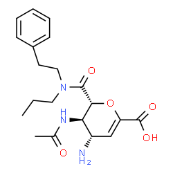 ChemSpider 2D Image | 5-acetylamino-4-amino-6-(phenethyl-propyl-carbamoyl)-5,6-dihydro-4h-pyran-2-carboxylic acid | C20H27N3O5