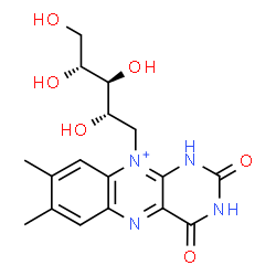 ChemSpider 2D Image | 1-Deoxy-1-(7,8-dimethyl-2,4-dioxo-1,2,3,4-tetrahydrobenzo[g]pteridin-10-ium-10-yl)-D-ribitol | C17H21N4O6