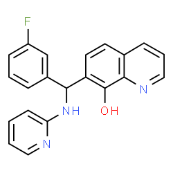 ChemSpider 2D Image | 7-[(3-Fluorophenyl)(2-pyridinylamino)methyl]-8-quinolinol | C21H16FN3O