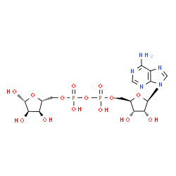 ChemSpider 2D Image | [(2R,3S,4R,5R)-5-(6-Amino-9H-purin-9-yl)-3,4-dihydroxytetrahydro-2-furanyl]methyl [(2R,3S,4R,5R)-3,4,5-trihydroxytetrahydro-2-furanyl]methyl dihydrogen diphosphate | C15H23N5O14P2