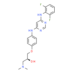 ChemSpider 2D Image | (2S)-1-[4-({6-[(2,6-Difluorophenyl)amino]-4-pyrimidinyl}amino)phenoxy]-3-(dimethylamino)-2-propanol | C21H23F2N5O2