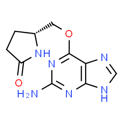 ChemSpider 2D Image | (5R)-5-{[(2-Amino-3H-purin-6-yl)oxy]methyl}-2-pyrrolidinone | C10H12N6O2