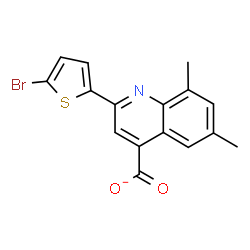 ChemSpider 2D Image | 2-(5-Bromo-2-thienyl)-6,8-dimethyl-4-quinolinecarboxylate | C16H11BrNO2S