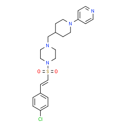 ChemSpider 2D Image | 1-{[(E)-2-(4-Chlorophenyl)vinyl]sulfonyl}-4-{[1-(4-pyridinyl)-4-piperidinyl]methyl}piperazine | C23H29ClN4O2S