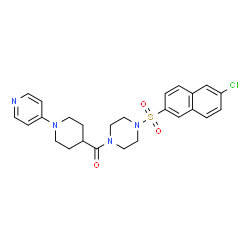 ChemSpider 2D Image | {4-[(6-Chloro-2-naphthyl)sulfonyl]-1-piperazinyl}[1-(4-pyridinyl)-4-piperidinyl]methanone | C25H27ClN4O3S