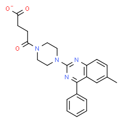 ChemSpider 2D Image | 4-[4-(6-Methyl-4-phenyl-2-quinazolinyl)-1-piperazinyl]-4-oxobutanoate | C23H23N4O3