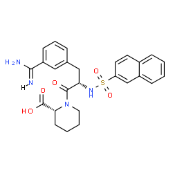ChemSpider 2D Image | (2R)-1-[3-Carbamimidoyl-N-(2-naphthylsulfonyl)-L-phenylalanyl]-2-piperidinecarboxylic acid | C26H28N4O5S