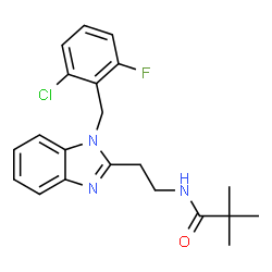 ChemSpider 2D Image | N-{2-[1-(2-Chloro-6-fluorobenzyl)-1H-benzimidazol-2-yl]ethyl}-2,2-dimethylpropanamide | C21H23ClFN3O