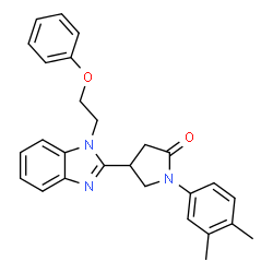 ChemSpider 2D Image | 1-(3,4-Dimethylphenyl)-4-[1-(2-phenoxyethyl)-1H-benzimidazol-2-yl]-2-pyrrolidinone | C27H27N3O2