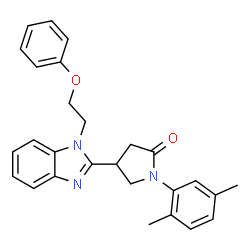 ChemSpider 2D Image | 1-(2,5-Dimethylphenyl)-4-[1-(2-phenoxyethyl)-1H-benzimidazol-2-yl]-2-pyrrolidinone | C27H27N3O2