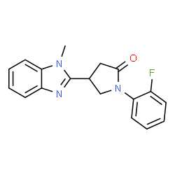 ChemSpider 2D Image | 1-(2-Fluorophenyl)-4-(1-methyl-1H-benzimidazol-2-yl)-2-pyrrolidinone | C18H16FN3O