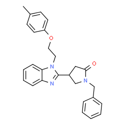 ChemSpider 2D Image | 1-Benzyl-4-{1-[2-(4-methylphenoxy)ethyl]-1H-benzimidazol-2-yl}-2-pyrrolidinone | C27H27N3O2