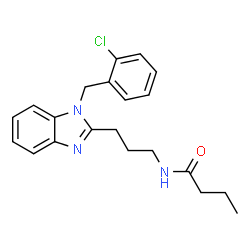ChemSpider 2D Image | N-{3-[1-(2-Chlorobenzyl)-1H-benzimidazol-2-yl]propyl}butanamide | C21H24ClN3O