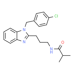 ChemSpider 2D Image | N-{3-[1-(4-Chlorobenzyl)-1H-benzimidazol-2-yl]propyl}-2-methylpropanamide | C21H24ClN3O