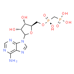 ChemSpider 2D Image | 9-{5-O-[(S)-Hydroxy(phosphonomethyl)phosphoryl]-D-ribofuranosyl}-9H-purin-6-amine | C11H17N5O9P2