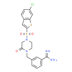 ChemSpider 2D Image | 3-({4-[(6-CHLORO-1-BENZOTHIEN-2-YL)SULFONYL]-2-OXOPIPERAZIN-1-YL}METHYL)BENZENECARBOXIMIDAMIDE | C20H19ClN4O3S2