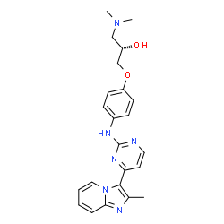 ChemSpider 2D Image | 1-(DIMETHYLAMINO)-3-(4-{{4-(2-METHYLIMIDAZO[1,2-A]PYRIDIN-3-YL)PYRIMIDIN-2-YL]AMINO}PHENOXY)PROPAN-2-OL | C23H26N6O2