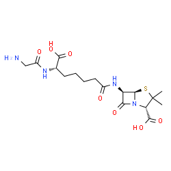 ChemSpider 2D Image | (2S,5R,6R)-6-{[(6S)-6-Carboxy-6-(glycylamino)hexanoyl]amino}-3,3-dimethyl-7-oxo-4-thia-1-azabicyclo[3.2.0]heptane-2-carboxylic acid | C17H26N4O7S
