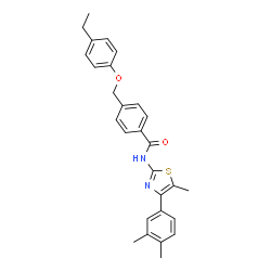 ChemSpider 2D Image | N-[4-(3,4-Dimethylphenyl)-5-methyl-1,3-thiazol-2-yl]-4-[(4-ethylphenoxy)methyl]benzamide | C28H28N2O2S