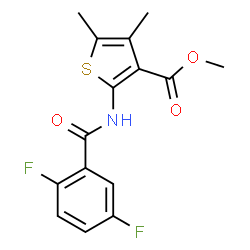 ChemSpider 2D Image | Methyl 2-[(2,5-difluorobenzoyl)amino]-4,5-dimethyl-3-thiophenecarboxylate | C15H13F2NO3S