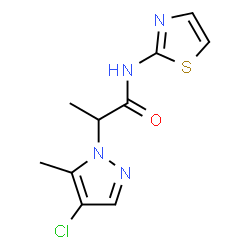 ChemSpider 2D Image | 2-(4-Chloro-5-methyl-1H-pyrazol-1-yl)-N-(1,3-thiazol-2-yl)propanamide | C10H11ClN4OS