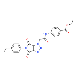 ChemSpider 2D Image | Ethyl 4-({[5-(4-ethylphenyl)-4,6-dioxo-4,5,6,6a-tetrahydropyrrolo[3,4-d][1,2,3]triazol-1(3aH)-yl]acetyl}amino)benzoate | C23H23N5O5