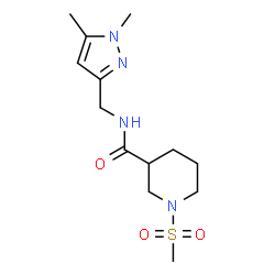 ChemSpider 2D Image | N-[(1,5-Dimethyl-1H-pyrazol-3-yl)methyl]-1-(methylsulfonyl)-3-piperidinecarboxamide | C13H22N4O3S