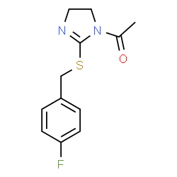 ChemSpider 2D Image | 1-{2-[(4-Fluorobenzyl)sulfanyl]-4,5-dihydro-1H-imidazol-1-yl}ethanone | C12H13FN2OS