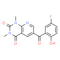 ChemSpider 2D Image | 6-(5-Fluoro-2-hydroxybenzoyl)-1,3-dimethylpyrido[2,3-d]pyrimidine-2,4(1H,3H)-dione | C16H12FN3O4