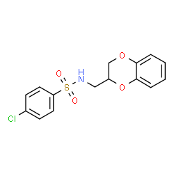 ChemSpider 2D Image | 4-Chloro-N-(2,3-dihydro-1,4-benzodioxin-2-ylmethyl)benzenesulfonamide | C15H14ClNO4S