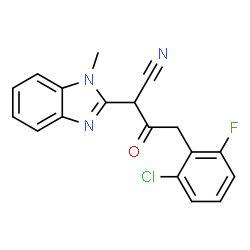 ChemSpider 2D Image | 4-(2-Chloro-6-fluorophenyl)-2-(1-methyl-1H-benzimidazol-2-yl)-3-oxobutanenitrile | C18H13ClFN3O