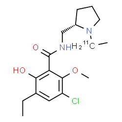 ChemSpider 2D Image | 3-Chloro-5-ethyl-N-({(2S)-1-[(1-~11~C)ethyl]-2-pyrrolidinyl}methyl)-6-hydroxy-2-methoxybenzamide | C1611CH25ClN2O3