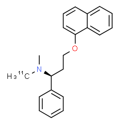ChemSpider 2D Image | (1S)-N-Methyl-N-(~11~C)methyl-3-(1-naphthyloxy)-1-phenyl-1-propanamine | C2011CH23NO