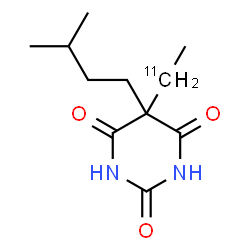 ChemSpider 2D Image | 5-[(1-~11~C)Ethyl]-5-(3-methylbutyl)-2,4,6(1H,3H,5H)-pyrimidinetrione | C1011CH18N2O3