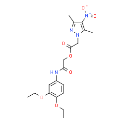 ChemSpider 2D Image | 2-[(3,4-Diethoxyphenyl)amino]-2-oxoethyl (3,5-dimethyl-4-nitro-1H-pyrazol-1-yl)acetate | C19H24N4O7