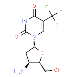 ChemSpider 2D Image | 3'-Amino-2',3'-dideoxy-5-(trifluoromethyl)uridine | C10H12F3N3O4